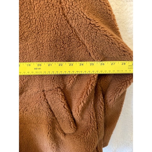 GAP Ladies Sherpa Jacket Brown X Large XL Button Closure Pockets Lined - Picture 12 of 14